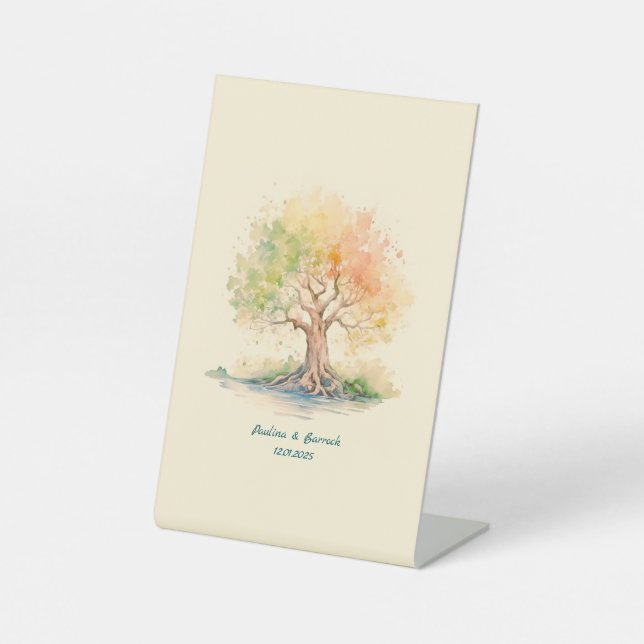 futuristic tree pedestal sign (Front)