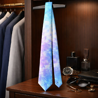 Futuristic Vaporwave Pastel Galaxy Grid Tie