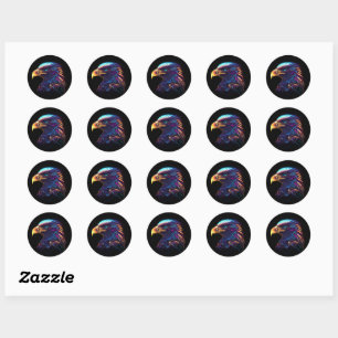 Futuristic Vivid Radiant Eagle Artistic Classic Round Sticker