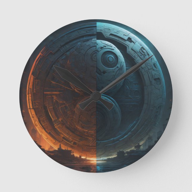 Futuristic Wall clock Yin Yang (Front)