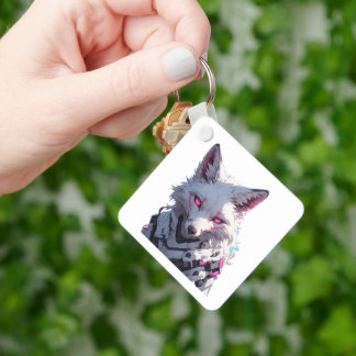 Futuristic White Fox Key Ring