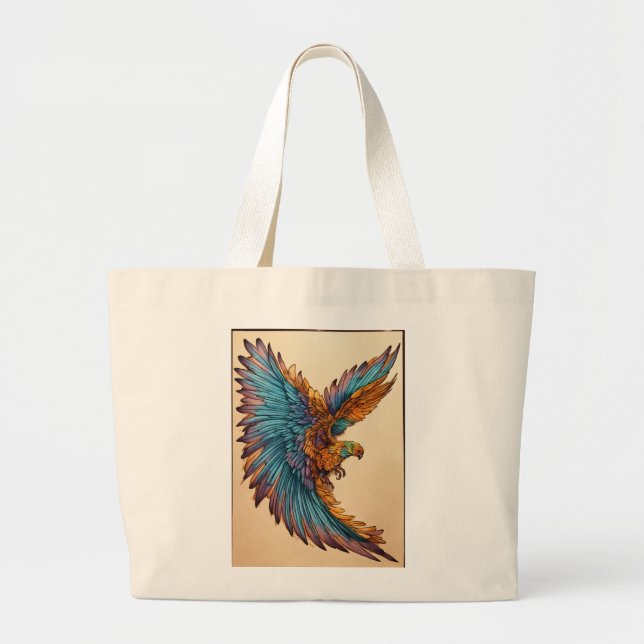 Futuristic Wing Tattoo Large Tote Bag (Front)