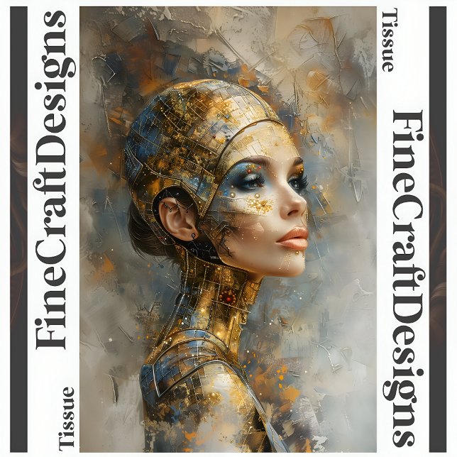 Futuristic Woman Oil Painting Decoupage Right 160 Tissue Paper (Creator Uploaded)