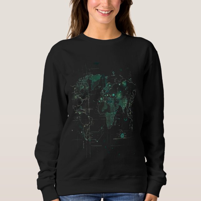 Futuristic World Map Sweatshirt (Front)