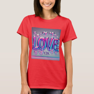 Futuristic Y2K Holographic Love T-Shirt