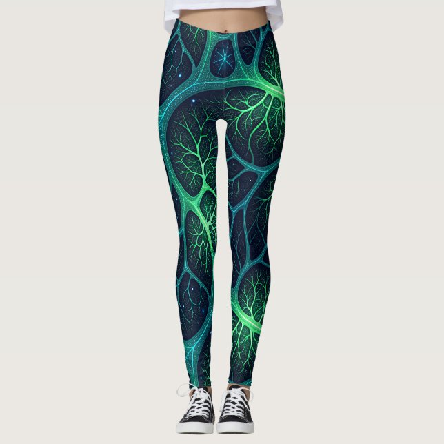 Futuristic Zombie Aesthetic Pattern – Biomechanica Leggings (Front)