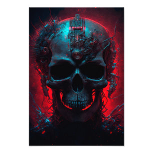 Futuristischer Totenkopf mit glühendem Hintergrund Photo Print