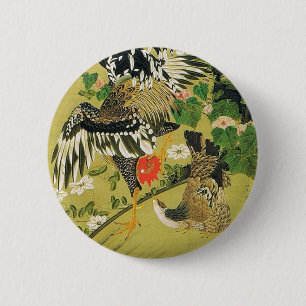 Fuyo Soukeizu Painting by Ito Jakuchu 6 Cm Round Badge