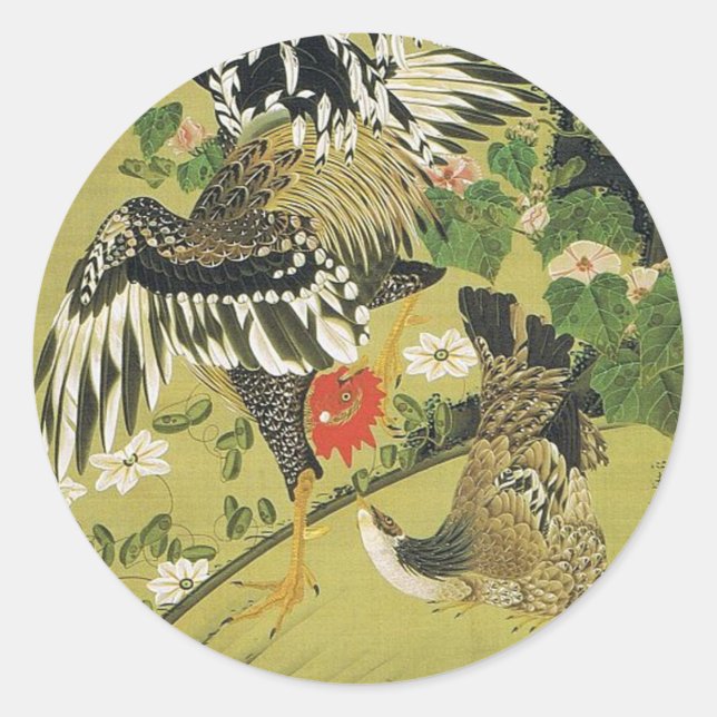 Fuyo Soukeizu Painting by Ito Jakuchu Classic Round Sticker (Front)