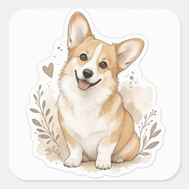Fuyr baby: Corgi Square Sticker (Front)