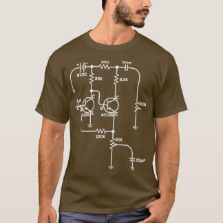 Fuzz Pedal Schematic Circuit Handwired Musician Gi T-Shirt