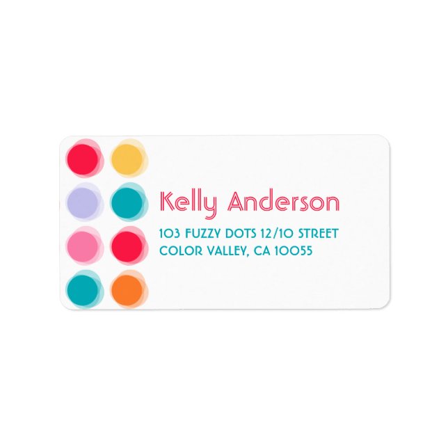 Fuzzy Blur Colour Dots Fun Retro Party Address Label (Front)