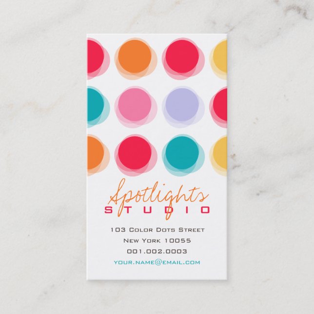 Fuzzy Blur Colour Dots Retro Pop Fun Profile Card (Front)