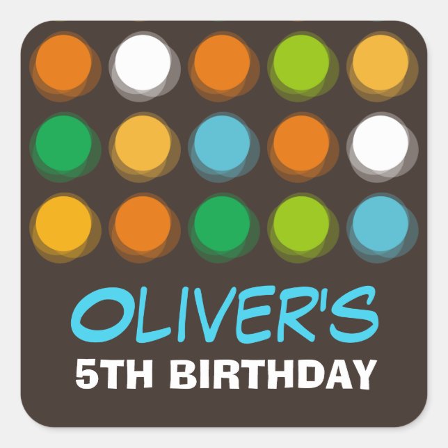 Fuzzy Blur Fun Colour Dots Birthday Party Stickers (Front)