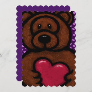 Fuzzy Brown Bear Holding Heart Valentine