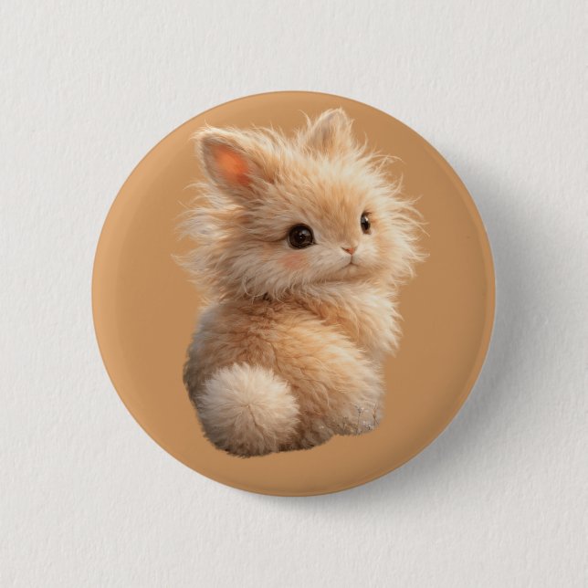 Fuzzy bunny 6 cm round badge (Front)