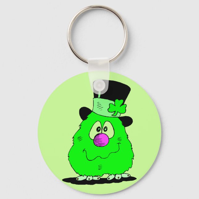 Fuzzy Character in Top Hat & Shamrock Key Chain (Front)