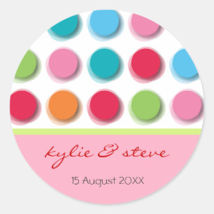 Fuzzy Colour Disco Dots Fun Party Favour Stickers