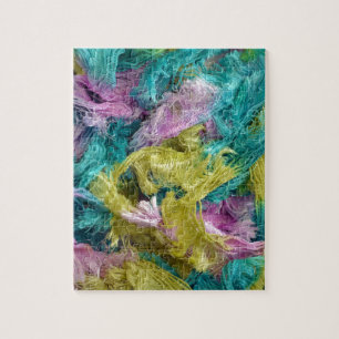Fuzzy colourful strands of yarn background jigsaw puzzle