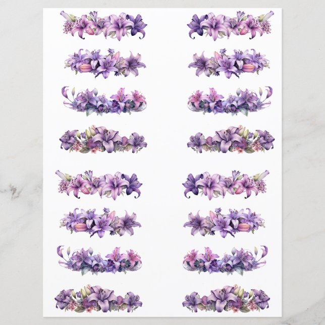 Fuzzy cut Lilies Border Purple (Front)