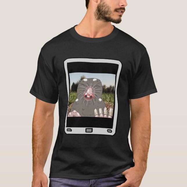 Fuzzy Express® Mole Selfie Black T-Shirt (Front)