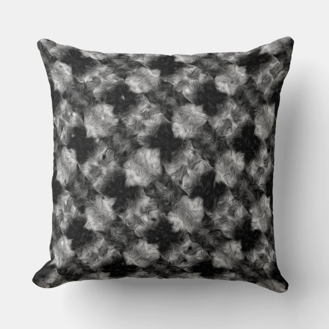 Fuzzy Faux Fur Chequered Pattern Throw Pillow (Front)