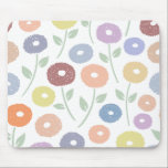Fuzzy Flower Lg Pattern Pastels on White Mouse Pad<br><div class="desc">Fuzzy hand drawn effect flowers and leaves surface pattern design in a mix of pastel colors.</div>