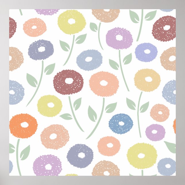 Fuzzy Flower Lg Pattern Pastels Poster (Front)