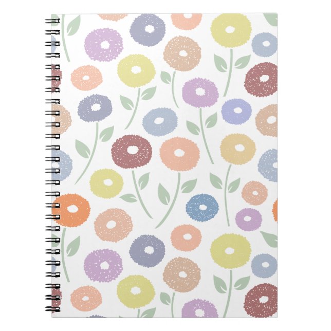 Fuzzy Flower Pattern Pastels Notebook (Front)