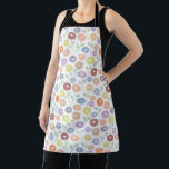 Fuzzy Flower Pattern Pastels on White Apron<br><div class="desc">Fuzzy hand drawn effect flowers and leaves surface pattern design in a mix of pastel colors on a white background.</div>