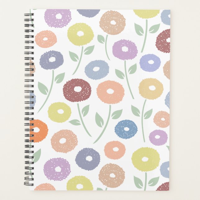 Fuzzy Flower Pattern Pastels Planner (Front)
