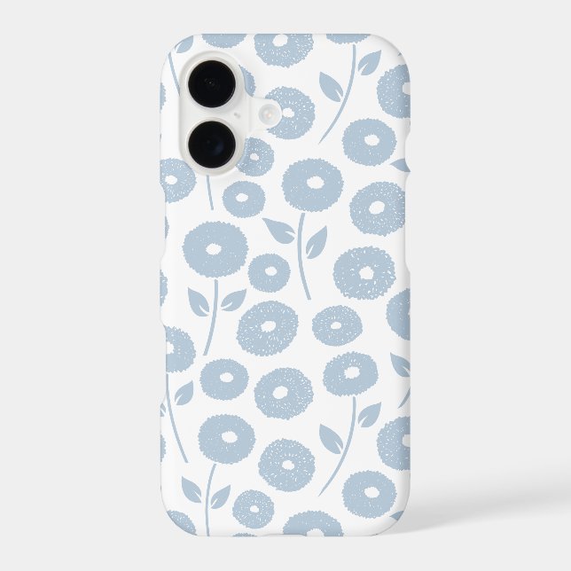 Fuzzy Flower Rpt Pattern Blue on White (Back)