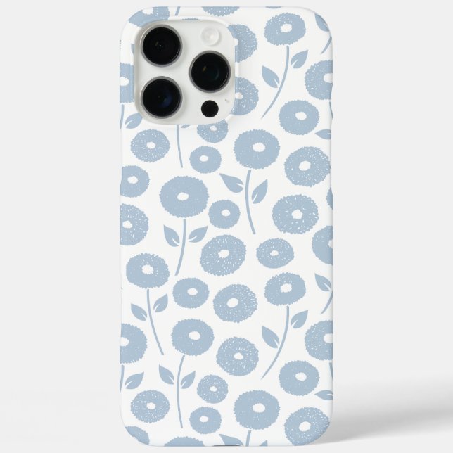 Fuzzy Flower Rpt Pattern Blue on White Case-Mate iPhone Case (Back)