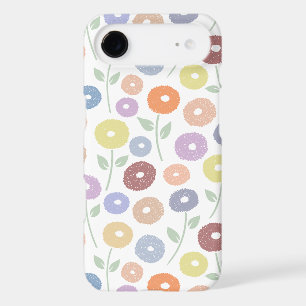 Fuzzy Flower Rpt Pattern Pastels on White