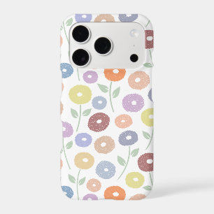 Fuzzy Flower Rpt Pattern Pastels on White