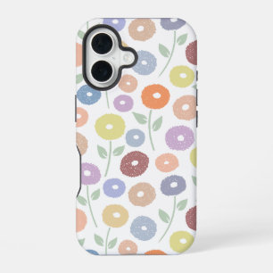 Fuzzy Flower Rpt Pattern Pastels on White iPhone 16 Case