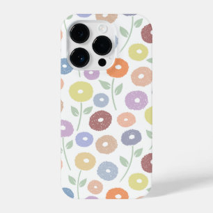 Fuzzy Flower Rpt Pattern Pastels on White iPhone 14 Pro Case
