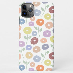 Fuzzy Flower Rpt Pattern Pastels on White iPhone 11Pro Max Case