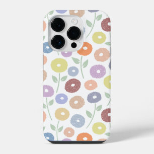 Fuzzy Flower Rpt Pattern Pastels on White iPhone 14 Pro Case