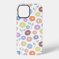 Fuzzy Flower Rpt Pattern Pastels on White
