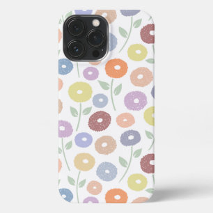 Fuzzy Flower Rpt Pattern Pastels on White iPhone 13 Pro Max Case