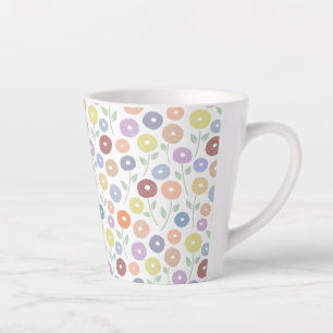 Fuzzy Flower Rpt Pattern Pastels on White Latte Mug