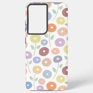 Fuzzy Flower Rpt Pattern Pastels on White Samsung Galaxy Case