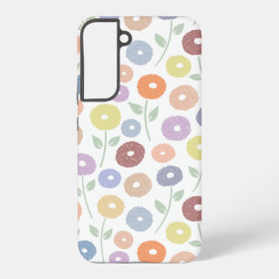 Fuzzy Flower Rpt Pattern Pastels on White Samsung Galaxy Case
