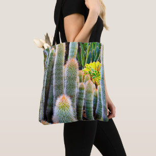 Fuzzy Green Cacti Succulent Photo Simple Modern Tote Bag
