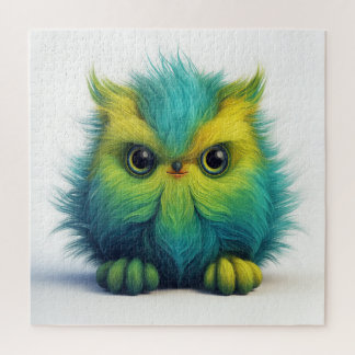 Fuzzy Green Owl Creature Puzzle
