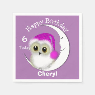 Fuzzy Night Owl Sleepover Personalised Napkin