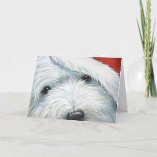 "Fuzzy Santa" Westie Christmas card by Borgo