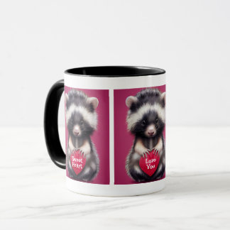 Fuzzy Skunk Heart Messages Mug