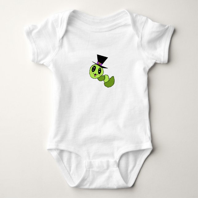 Fuzzy Worm with Hat Baby Top (Front)